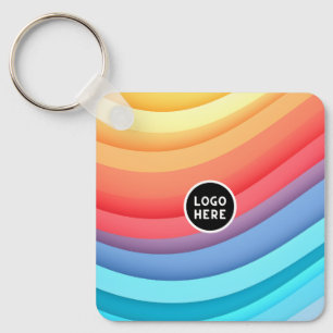 Chaveiro Abstrato Rainbow Waves com Adicionar seu toque