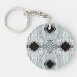 Chaveiro Abstrato Silvery Cinza Black White Paint Fluid Art