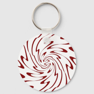 Chaveiro Abstrato vermelho da arte e branco retro das ondas