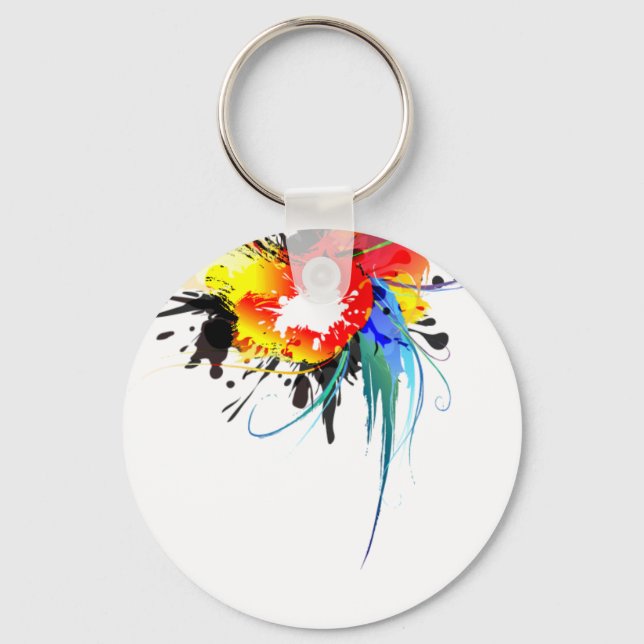 Chaveiro Abstrato Wild Parrot Paint Splatters (Frente)