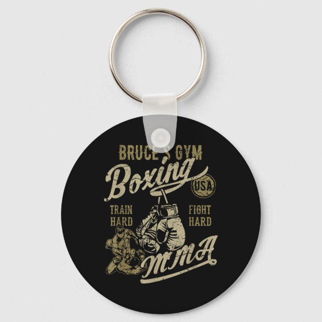 Chaveiro Academia do Bruce Boxe MMA Design Retro para o Nom (Frente)