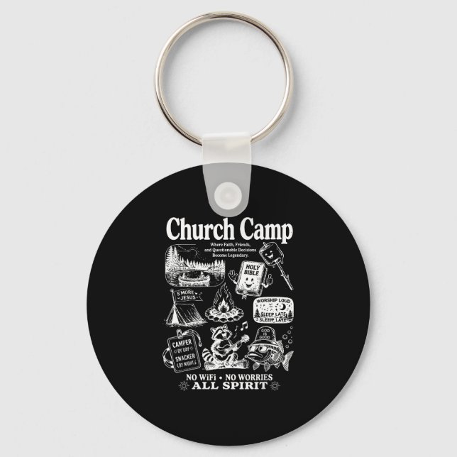 Chaveiro Acampamento de igreja vintage cristão camping fé (Frente)