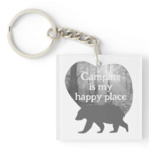 Acampando meu lugar feliz preto em branco personal