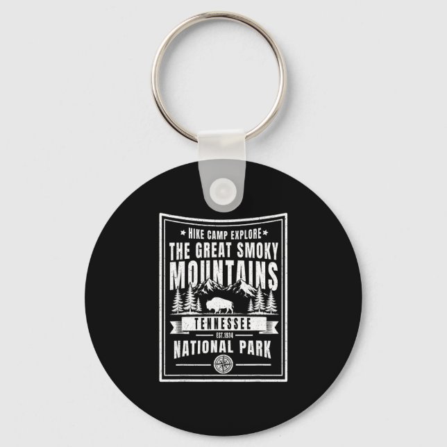 Chaveiro Acampar e explorar as grandes montanhas smoky est (Frente)