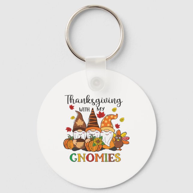Chaveiro Ação de Graças Com Meus Gnomos Engraçado Queda Aut (Frente)