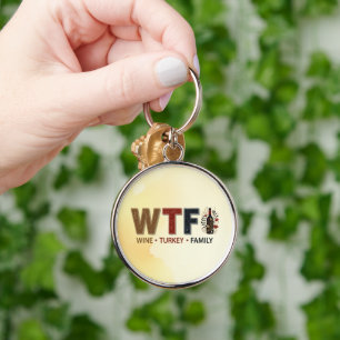 Chaveiro Ação de Graças Família Peru Vinho WTF Engraçado