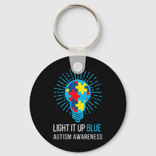 Chaveiro Acenda-O Azul Autismo Sensibilização Fita Quebra-c