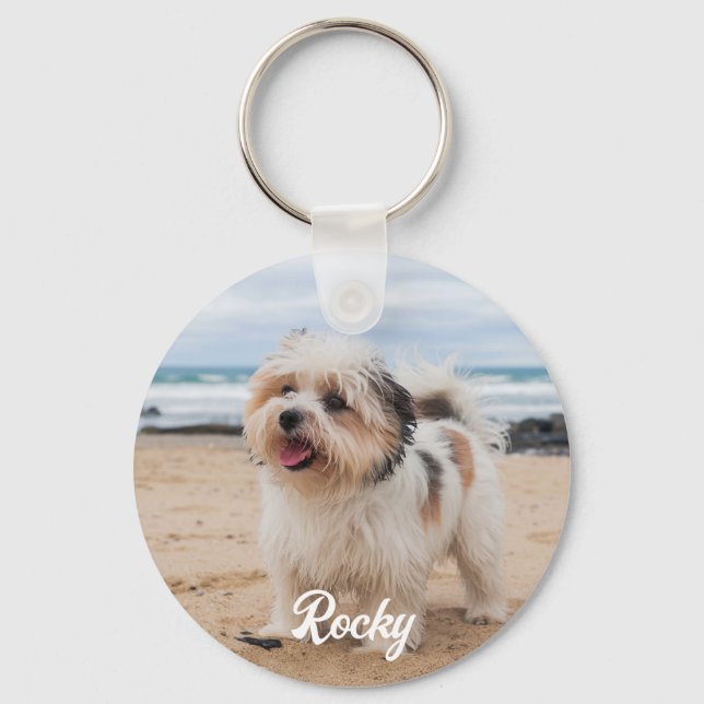 Chaveiro Acessório Personalizado de Foto e Texto de Animal  (Frente)