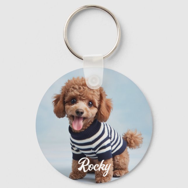 Chaveiro Acessório Personalizado de Foto e Texto de Animal  (Frente)