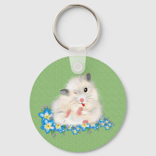 Chaveiro Acessórios de hamster sírio branco e bonito, polca