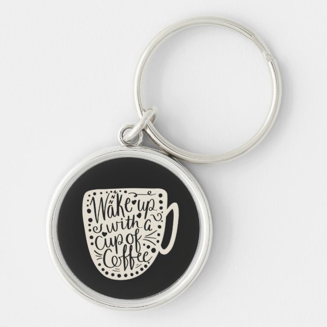 Chaveiro Acordar com uma Xícara de Café (Frente)