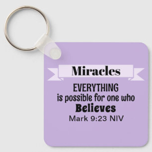 Chaveiro Acredite em Bíblia de milagres Verso Purple Christ