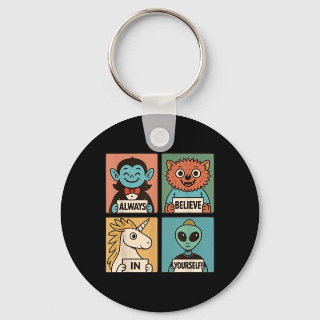 Chaveiro Acredite Em Si Mesmo_ Monstro Adorável &amp; Alien (Frente)
