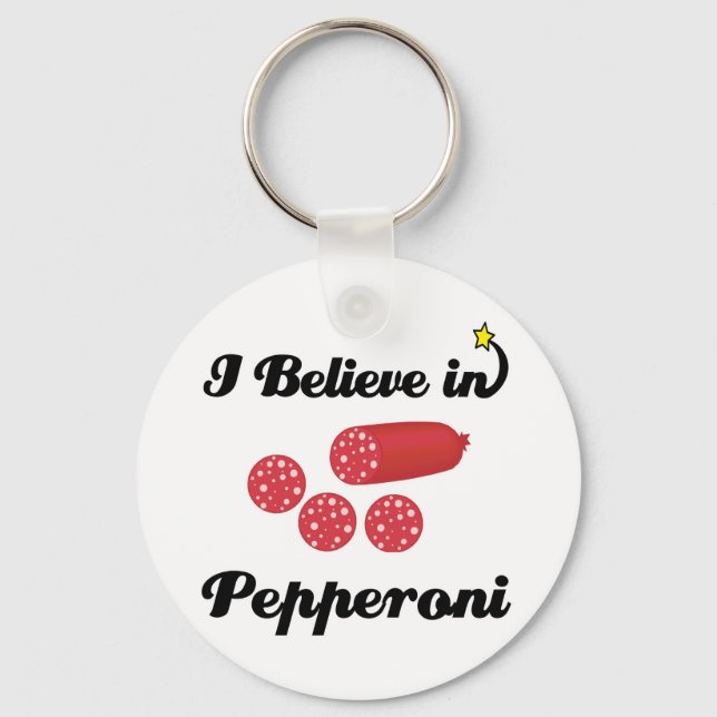 Chaveiro acredito em pepperoni (Frente)