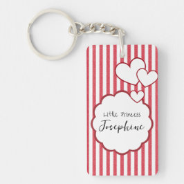 Chaveiro Acrílico de Corações Triplos com Listras de Giz Ve