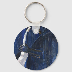 Chaveiro Acrílico de pintura do guitarrista azul dos azuis