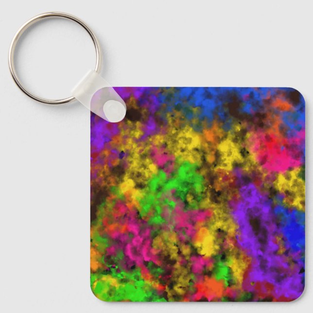 Chaveiro Acrylic Neon Colors Paint Splatter Splash Abstract (Frente)