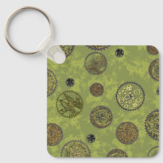 Chaveiro Adereços Steampunk Verde Medalhões