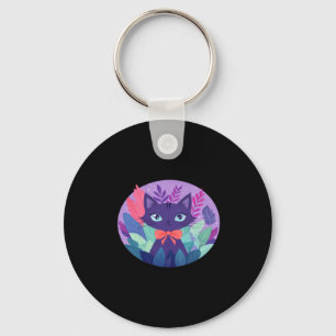 Chaveiro Adesivo de Arte Digital Kawaii de Gato Violeta Rox