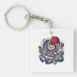 Chaveiro Adesivo de Astronauta Marroquino Fofo Kawaii de Ch