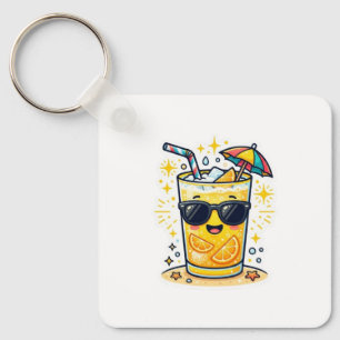Chaveiro Adesivo de Bebida Tropical de Verão Kawaii Fofo