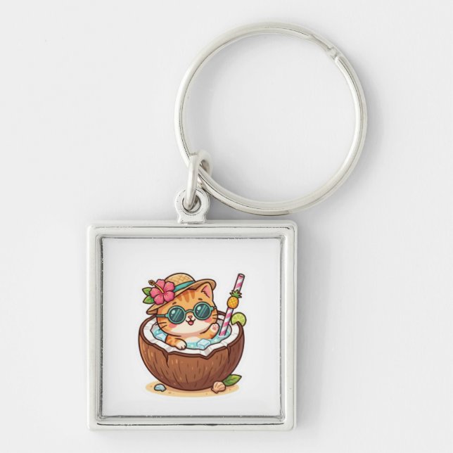 Chaveiro Adesivo de Óculos de Sol de Gatinho Coco Kawaii Fo (Frente)