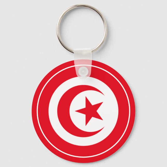 Chaveiro adesivo redondo clássico com bandeira tunísia (Frente)