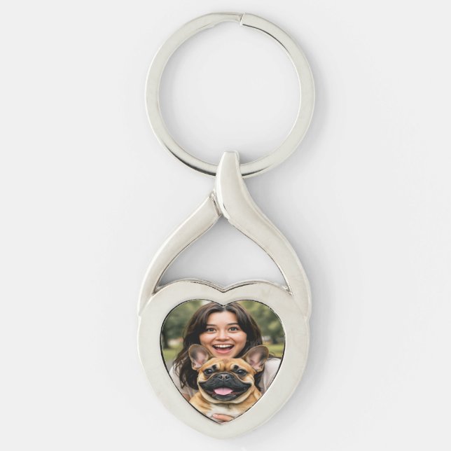Chaveiro Adicionar Foto de Bulldog Francês Personalizar (Frente)