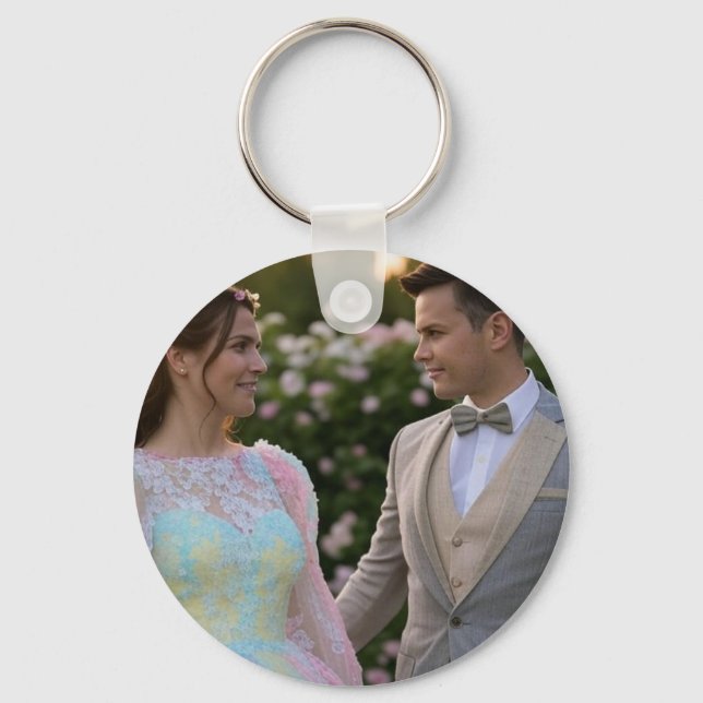 Chaveiro Adicionar Foto de Casamento Personalizar (Frente)