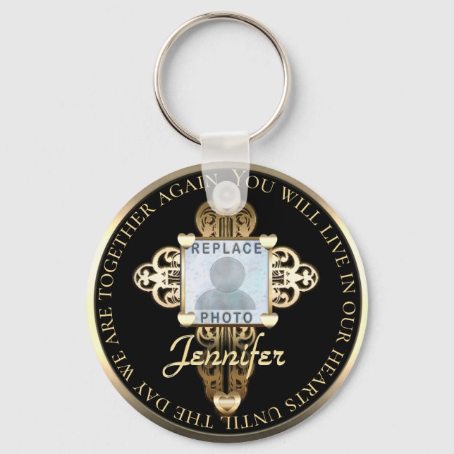 Chaveiro Adicionar Memorial de Mensagem Fotográfica Cruzada (Frente)