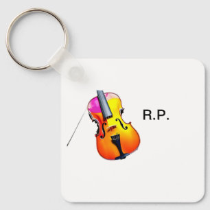 Chaveiro Adicione o texto do seu nome violino marrom amante