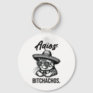 Chaveiro Adios Achos Cat Em Sombrero Engraçado Anúncio Espa