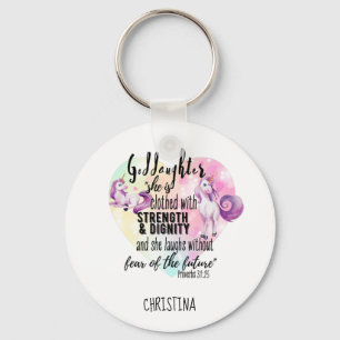 Chaveiro Adolescente GodFilha Presente Pink Unicorn Proverb