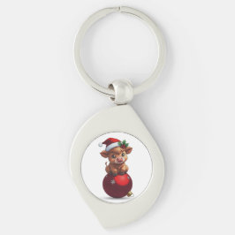 Chaveiro adorable baby highland cow sitting