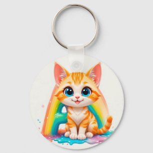 Chaveiro Adorável Gatinho Laranja de Desenho Animado