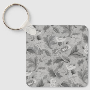 Chaveiro Adorável padrão floral cinza