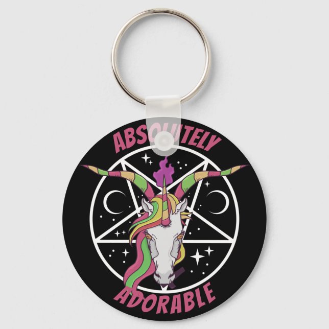 Chaveiro Adorável Rainbow Unicorn Baphomet Gothic (Frente)