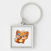 Adorável Raposa Laranja Kawaii Rindo e Chorandocol