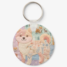 Adorável Shibas Inu Japoneses com Estilo Floral de