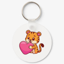 Adorável Tigre de Bebê abraçando um coração