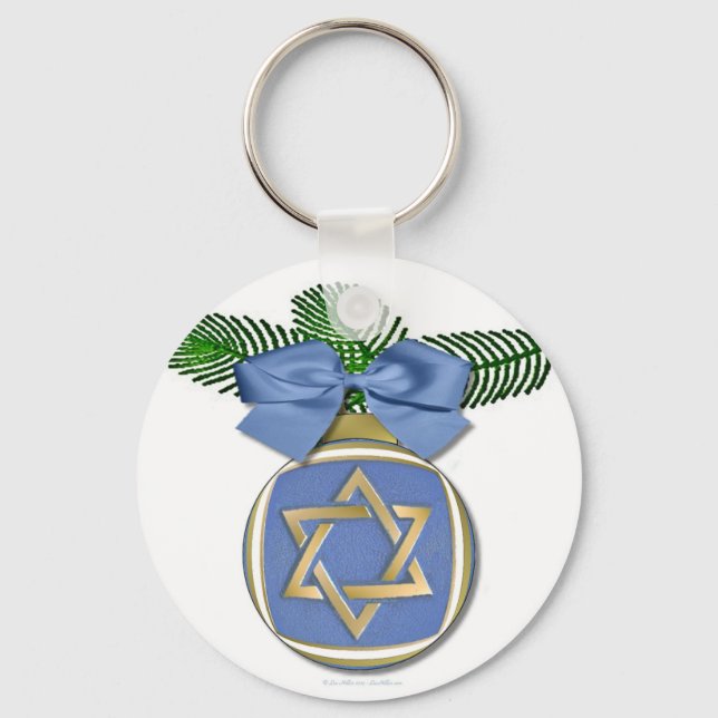 Chaveiro Adorno de impressão judaica Hanukkah Estrela de Da (Frente)