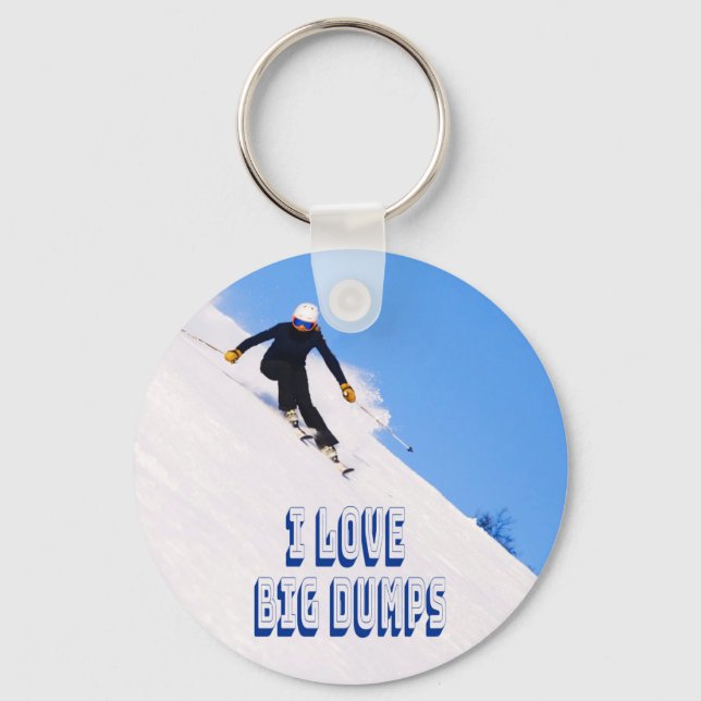 Chaveiro Adoro Descida de esqui de neve grande (Frente)