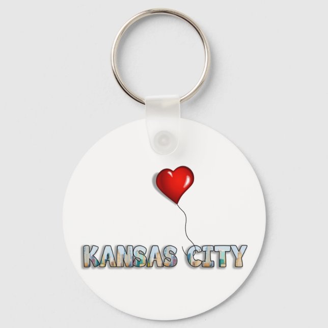 Chaveiro Adoro Kansas City com KC Skyline Dentro Letters (Frente)