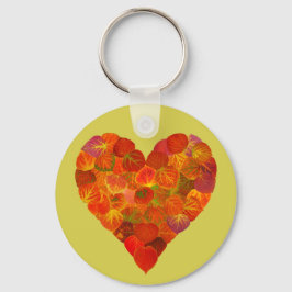 Chaveiro Adoro o outono, sutil, vermelho aspen, coração 1