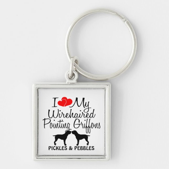 Chaveiro Adoro Os Meus Dois Cabeças Apontando Griffons (Frente)