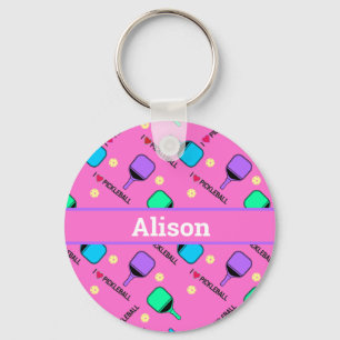 Chaveiro Adoro Pickleball rosa 