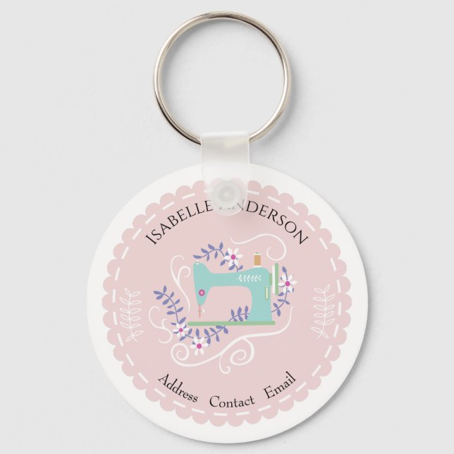 Chaveiro Adoro Sewing Machine. Pêssego (Frente)
