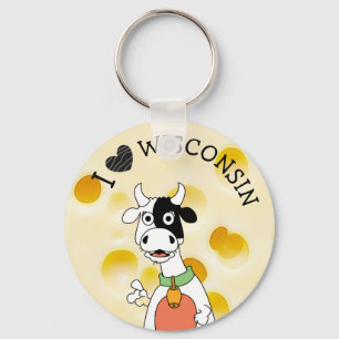 Chaveiro Adoro Wisconsin Swiss Cheese e Cow Key Chain