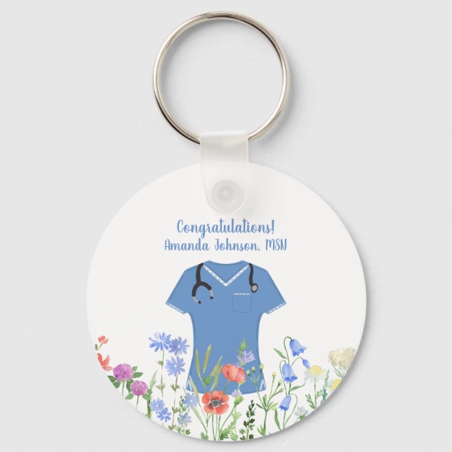 Chaveiro Afilador Enfermeira Azul Scrubs (Frente)