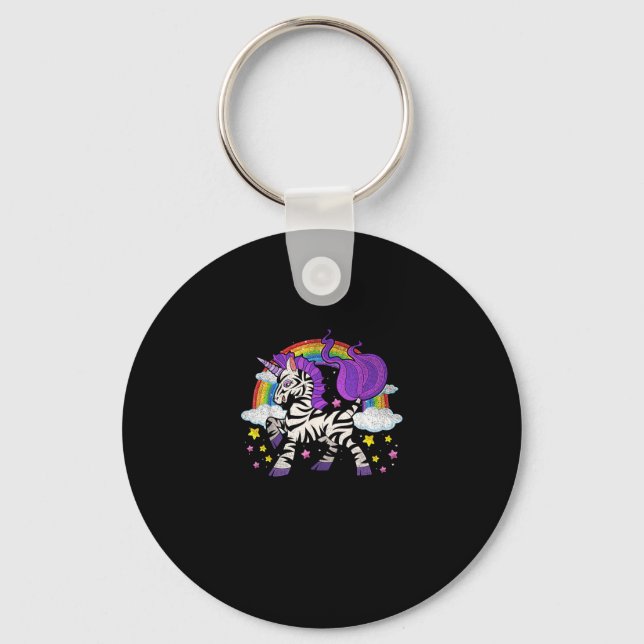 Chaveiro África Animal Rainbow Zebracorn Cute Zebra Fantasy (Frente)